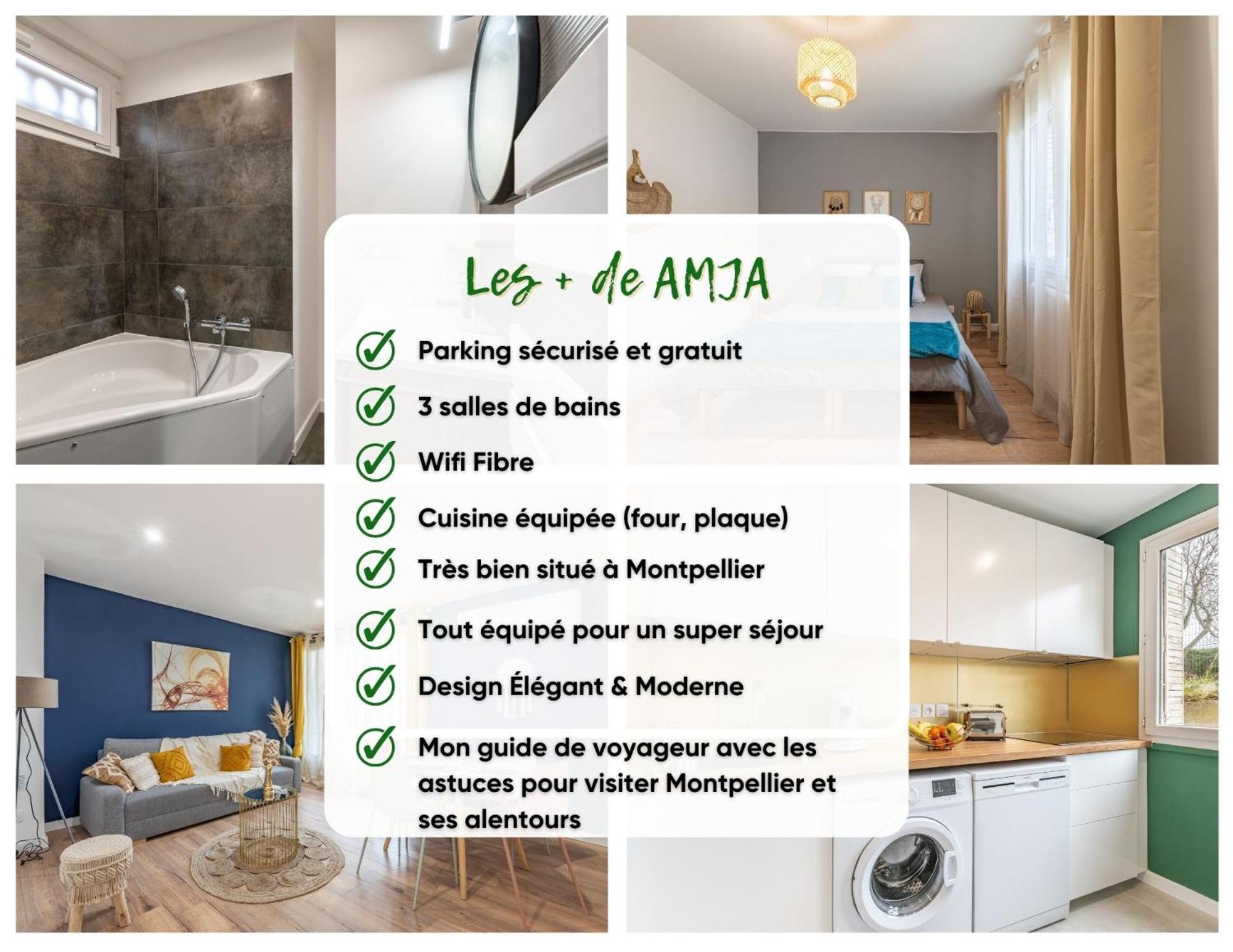 מונפלייה Amja Proche Clinique Saint-Roch Apt 3 Chambres 3 Salles De Bain Parking Gratuit Ideal Famille Groupe Coworking 10 Min Centre Ville 10 Min Plage 5 Min Sortie Autoroute מראה חיצוני תמונה